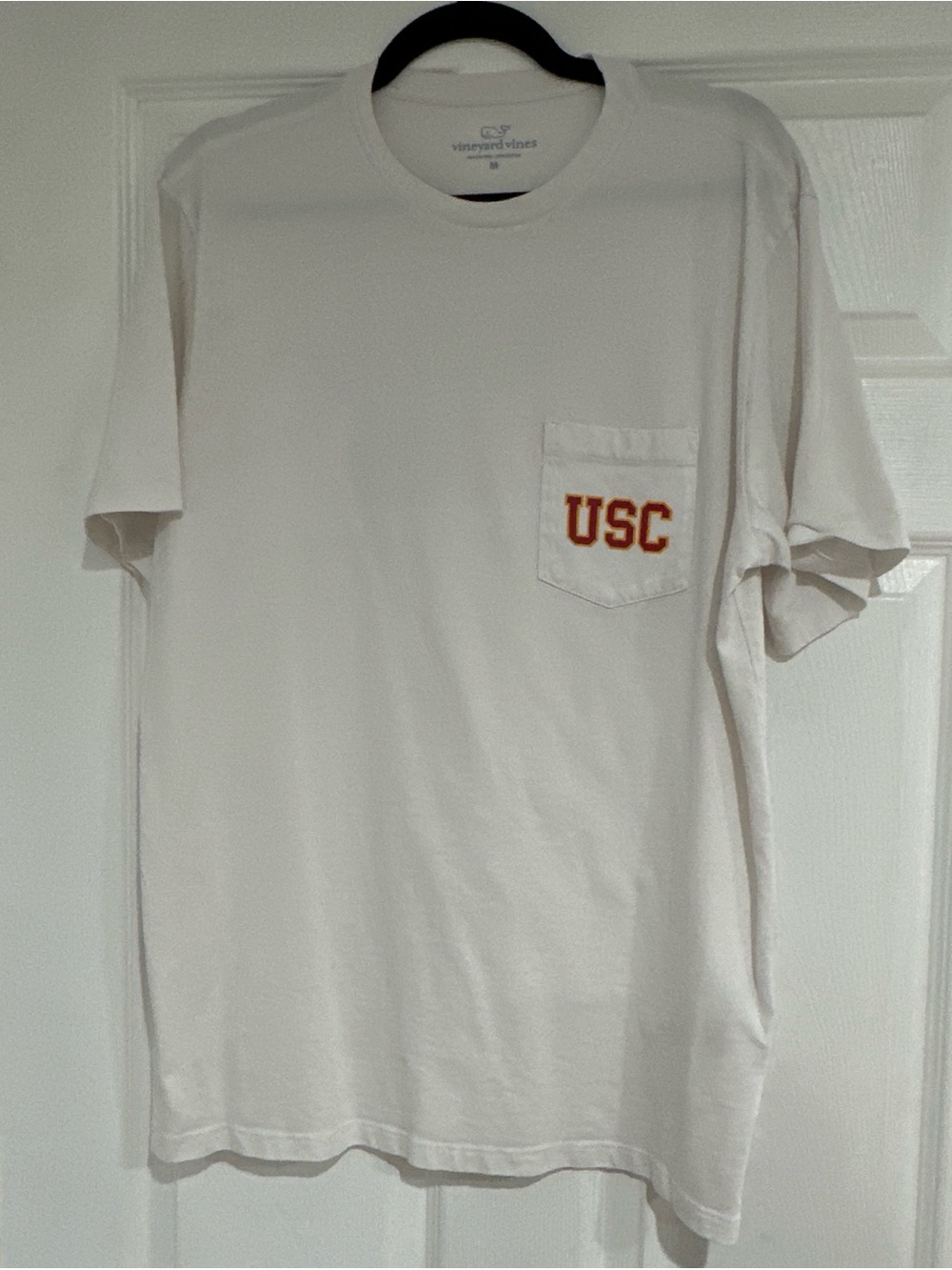 Vineyard Vines White Short-Sleeve Pocket Tee with USC Logo